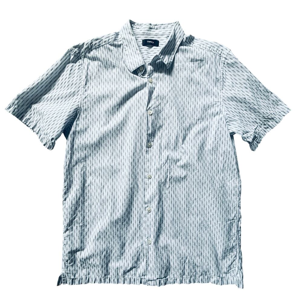 THEORY SHORT SLEEVE SHIRT WHITE WITH PATTERN SIZE LARGE